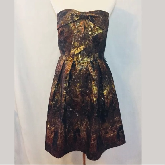 Anthropologie Eva Franco Metallic Gold Dress - Picture 3 of 8